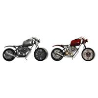 Tafelklok DKD Home Decor Motorfiets 44 x 13,5 x 23 cm Rood Grijs Ijzer Vintage (2 Stuks)