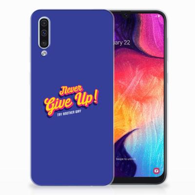 Samsung Galaxy A50 | Siliconen hoesje | met naam Never Give Up Samsung Galaxy A50 | Siliconen hoesje | met naam Never Give Up
