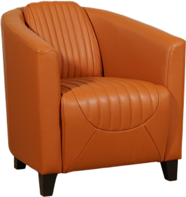 Cognac leren landelijke kuipstoel Press Special - poot hout zwart - Massif Leer Amaretto (cognac leer)