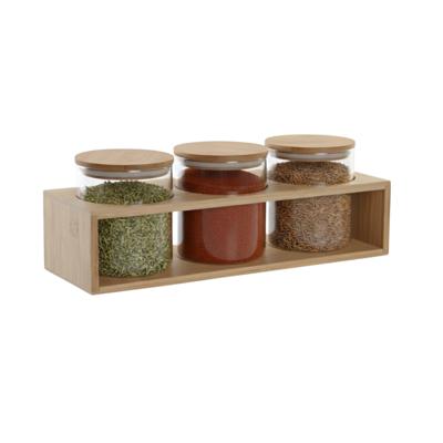 Item Int. Voorraadpotten Set - 3x potjes - borosilicaatglas - bamboe deksel - incl. tray