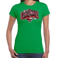 Merry Christmas Kerstshirt / Kerst t-shirt groen voor dames - thumbnail