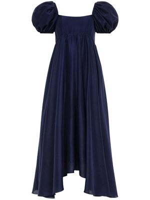 AZEEZA robe Rory mi-longue en soie - Bleu