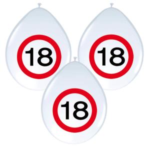 Verkeersbord ballonnen 8 stuks - 18 jaar - wit - stopbord - 30 cm - ballonnen