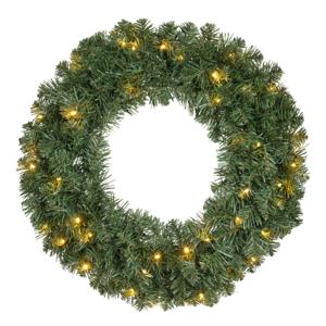 Decoris Kerstkrans - groen - warm witte verlichting - timer - 60 cm