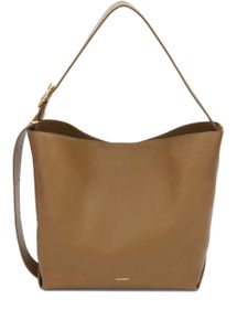 Jil Sander sac cabas médium Cannolo en cuir - Marron