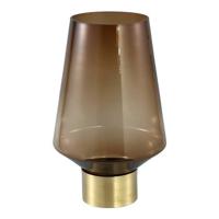 PTMD Faya brown Glass vase on metal gold high s - thumbnail