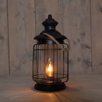 Lantaarn solar vintage vlamverlichting metaal 17x17x35 cm - Annas collection