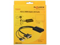 DeLOCK 62597 video kabel adapter 0,25 m VGA, 3-pin, USB A HDMI Zwart - thumbnail