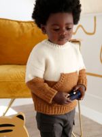 Babytrui met colorblock beige - thumbnail