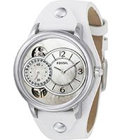 Horlogeband Fossil ME1092 Onderliggend Leder Wit 18mm