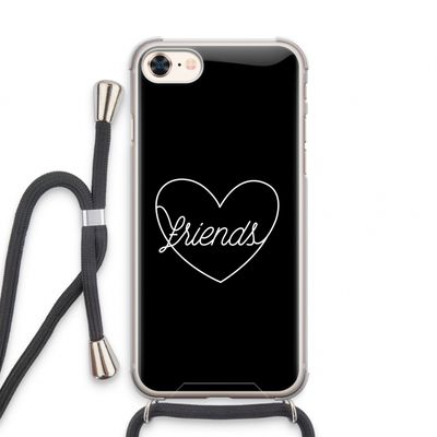 Friends heart black: iPhone 7 Transparant Hoesje met koord