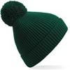 Beechfield CB382 Engineered Knit Ribbed Pom Pom Beanie - Bottle Green - One Size