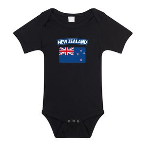 New-Zealand / Nieuw-Zeeland landen rompertje met vlag zwart voor babys 92 (18-24 maanden)  -