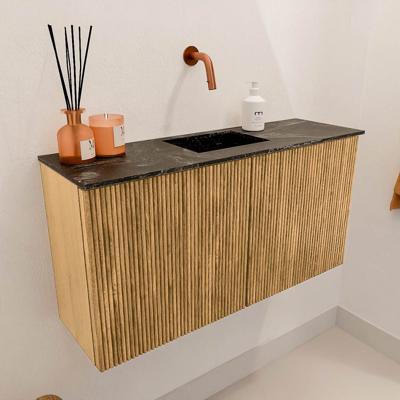 Toiletmeubel Mondiaz Joya Dlux | 80 cm | Meubelkleur Oak | Faye wastafel Lava Wasbak Midden | Zonder kraangat(en)