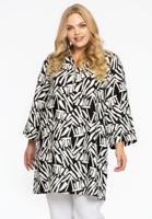 Yoek Blouse met plooi NAIROBI | Zwart | Maat 50/52