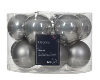 Kerstbal glas d5 cm mgrs ass 12st kerst Decoris - Decoris
