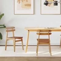 Eetkamerstoel 2 pcs Naturel Massief Hout