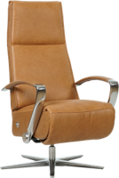 Cognac leren industriële relaxfauteuil Idol - met stervoet chroom - zithoogte laag - Vintage Leer Cognac (cognac leer)