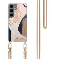 Samsung Galaxy S24 Plus hoesje met beige koord - Abstract dots Samsung Galaxy S24 Plus hoesje met beige koord - Abstract dots