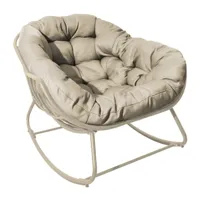 Lounge- schommelstoel Rocking Creme Frame Creme kussen (PRE-ORDER)