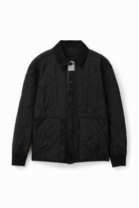 Gewatteerd shacket met patch - BLACK - XL