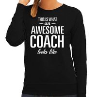 Awesome coach / trainer cadeau sweater / trui zwart voor dames