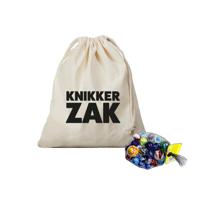 Canvas knikker opbergzakje - bedrukt met Knikkerzak - en 1 kilo knikkers en bonken - Knikkeren