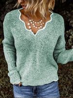 Solid Loose Fit Women Pullover Sweaters - thumbnail