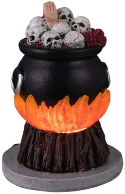 Lemax skull stew cauldron verlichte accessoire Spooky Town 2024