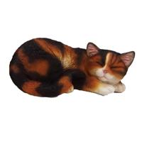 Dierenbeeld slapende kat/poes - gekleurd - 28 x 19 cm - polystone
