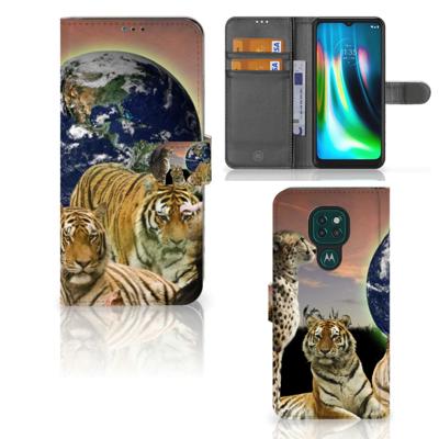 Motorola Moto G9 Play | E7 Plus | Telefoonhoesje | Met pasjeshouder | Roofdieren