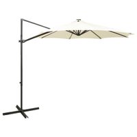 VidaXL Zweefparasol met paal en LED-verlichting 300 cm zandkleurig