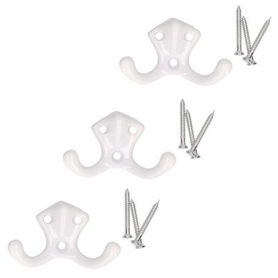 3x Luxe kapstokhaken / jashaken / kapstokhaakjes hoogwaardig metaal 3.9 x 2.2 cm