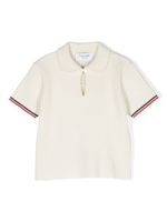 Thom Browne Kids button-up ribbed-knit polo shirt - Tons neutres