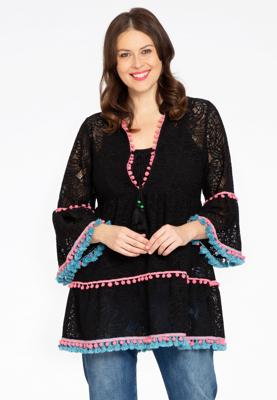 Yoek Tuniek met ruches | Zwart | Maat 54/56