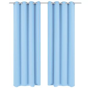 VidaXL Gordijnen met metalen ringen verduisterend 135x175 turquoise 2 st