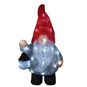 Kerstverlichting figuur - gnome/dwerg - 21 x 13,5 x 39 cm - LED decoratie kerstfiguren