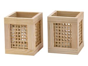 LIVARNO home Windlichtset (houten lantaarn/set van 2)