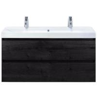 Maxx XL Badmeubelset 120 cm - Black Oak - Wastafel Just Enkel 2 Kraangaten