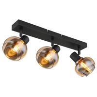Globo Zwarte plafondlampTokki 3-lichts amber smoke glas - 54309-3B