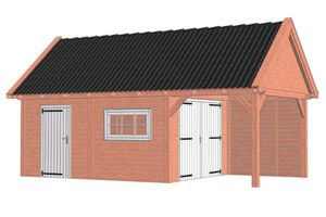 Tijdelijk 15% korting | Trendhout Buitenverblijf Zadeldak XL 765x440 cm - Combinatie 1- Zadeldak- Onbehandeld lariks Douglas hout- Trendhout