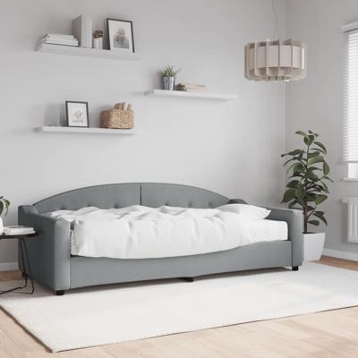 Slaapbank met matras 90x200 cm stof lichtgrijs