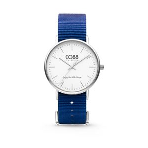 CO88 Horloge staal/nylon 36 mm zilver/donkerblauw 8CW-10016