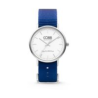 CO88 Horloge staal/nylon 36 mm zilver/donkerblauw 8CW-10016 - thumbnail