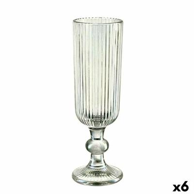 Champagneglas Strepen Groen Glas 160 ml (6 Stuks)