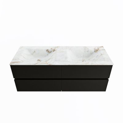 MONDIAZ VICA-DLUX 130cm badmeubel onderkast Urban 4 lades. Inbouw wastafel CLOUD dubbel zonder kraangat, kleur Frappe.