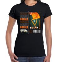 Oranje supporter T-shirt voor dames - zwart - EK/WK voetbal supporter - Nederland - thumbnail