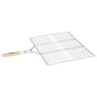 BBQ/barbecue hamburger grill klem met houten handvat 40 x 50 cm