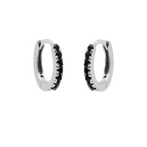 Karma Oorringen Hinged Hoops Black Zirconia Zilver