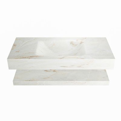 MONDIAZ ALAN-DLUX 100cm planchet Frappe. Vrijhangende wastafel CLOUD midden 1 kraangat, kleur Frappe.